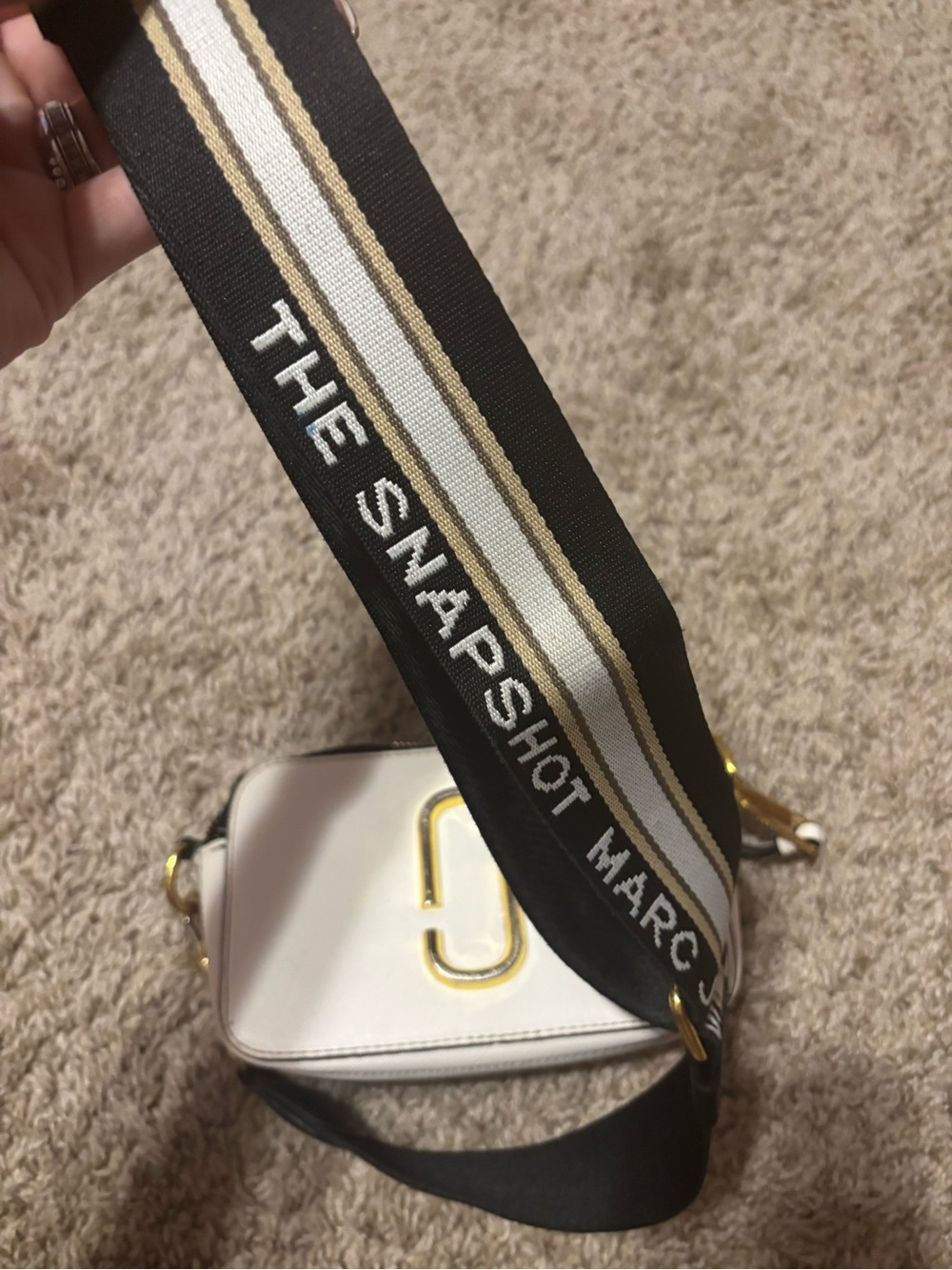 Marc Jacobs White Snapshot Camera Crossbody with Striped Logo Strap - Picture 7 of 7